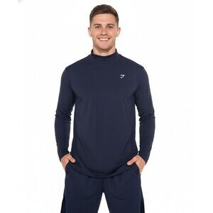 Gymshark Shirt Arrival Mens Navy Blue Long Sleeve XL Stretch Athleisure